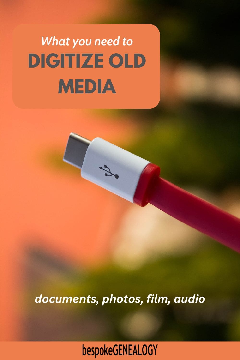 What you need to digitize old media. Photo of a USB lead.