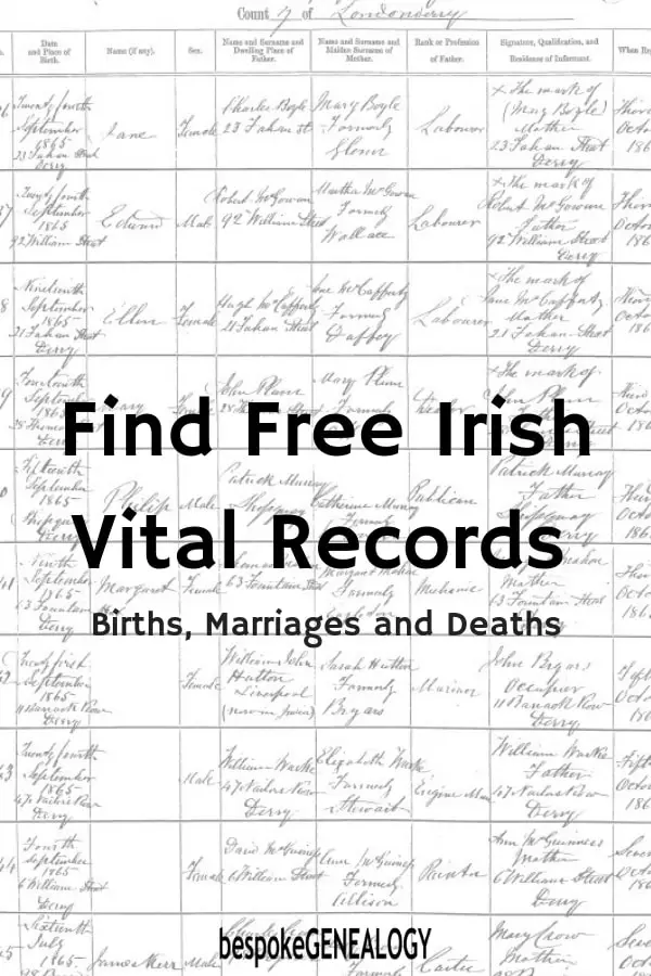 Find Free Irish Vital Records