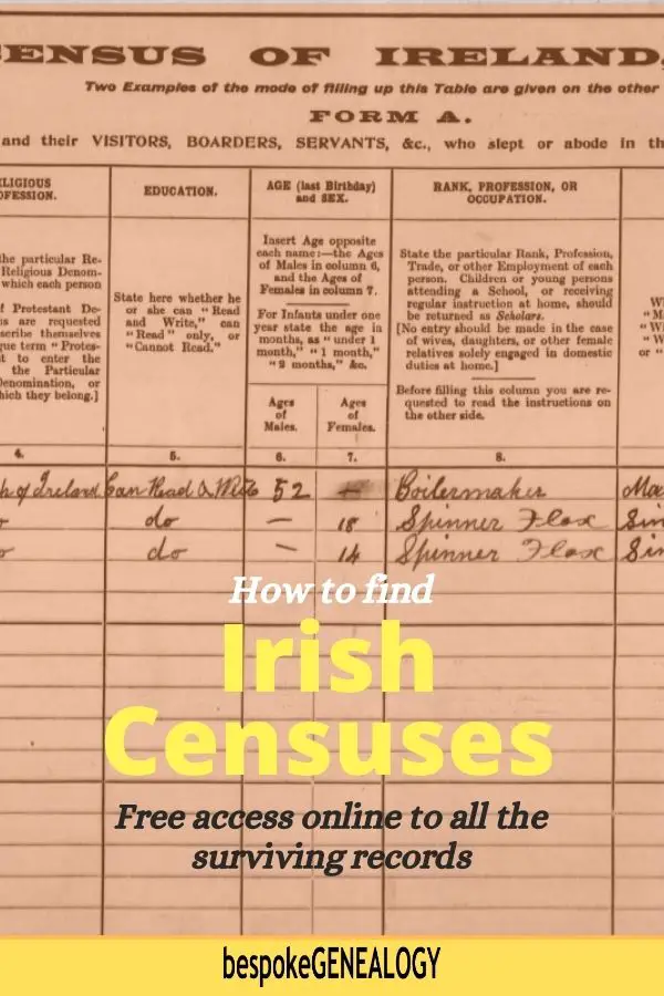 How to find Irish censuses 2. Bespoke Genealogy