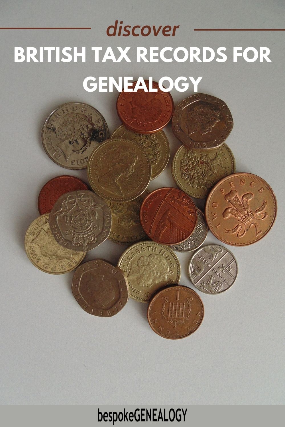 Discover British tax records for genealogy. Photo of some British coins.
