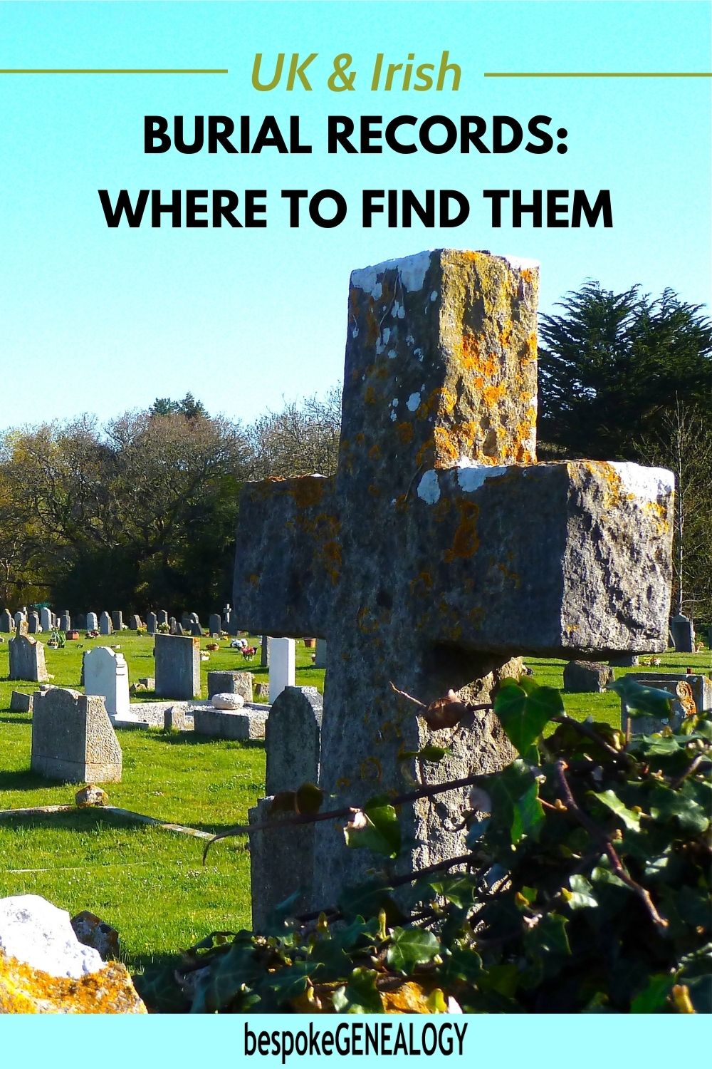 UK and Irish burial records: where to find them. Photo of a UK graveyard
