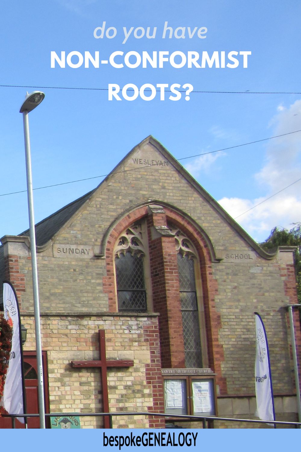 Pinterest pin. Do you have non conformist roots? Photo of a Methodist Sunday School in England.