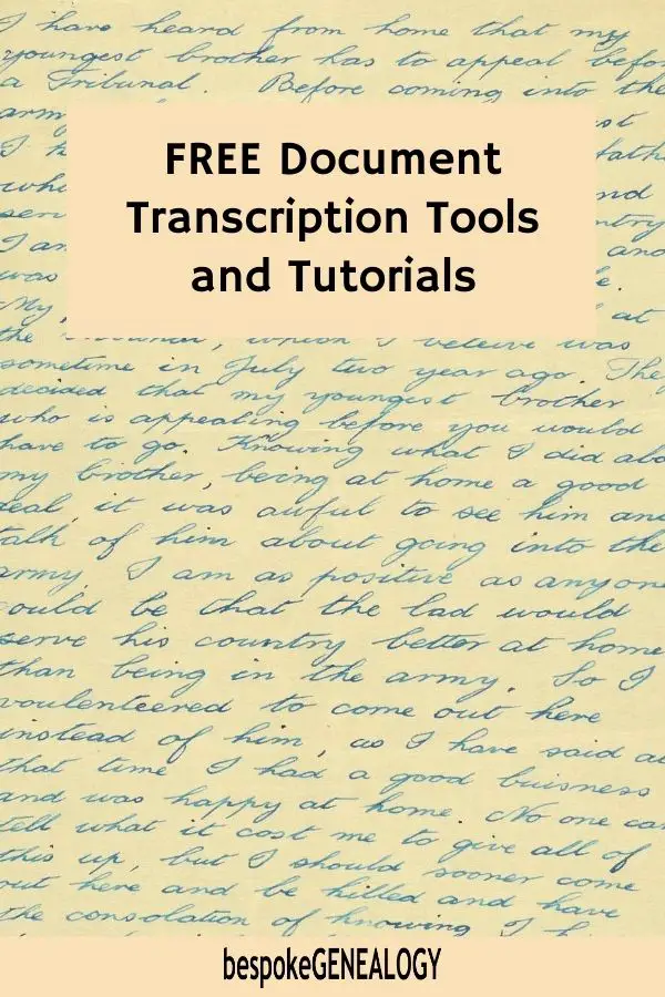 Free document transcription Tools and Tutorials. Bespoke Genealogy