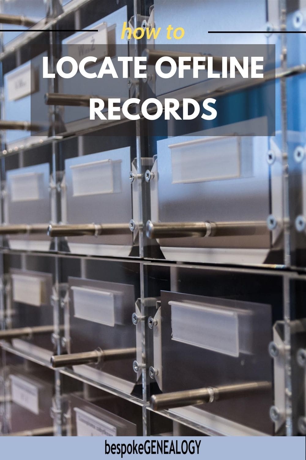 Pinterest pin. How to locate offline records. Photo of a card index system in an archive