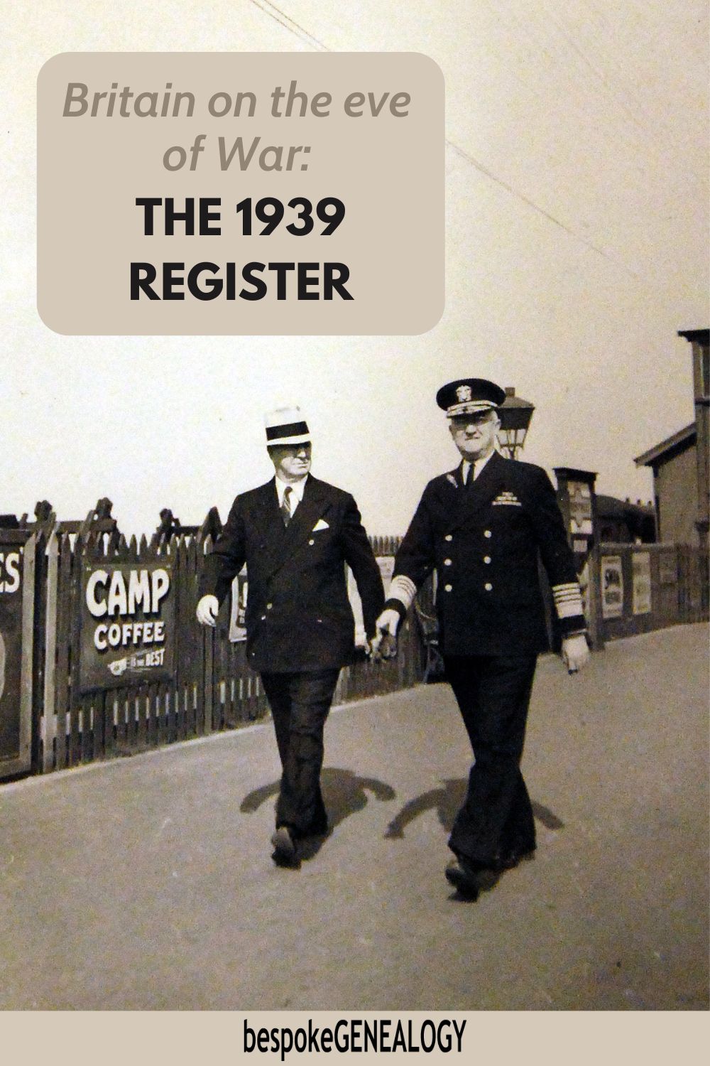 Britain on the eve of war: The 1939 Register. Photo taken in 1939 showing a senior Royal Naval officer and a man in a suit and hat working down a railway platform