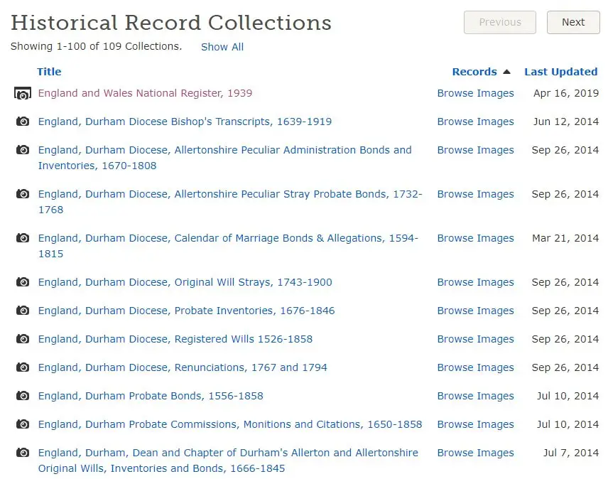 FamilySearch England collections. Bespoke Genealogy