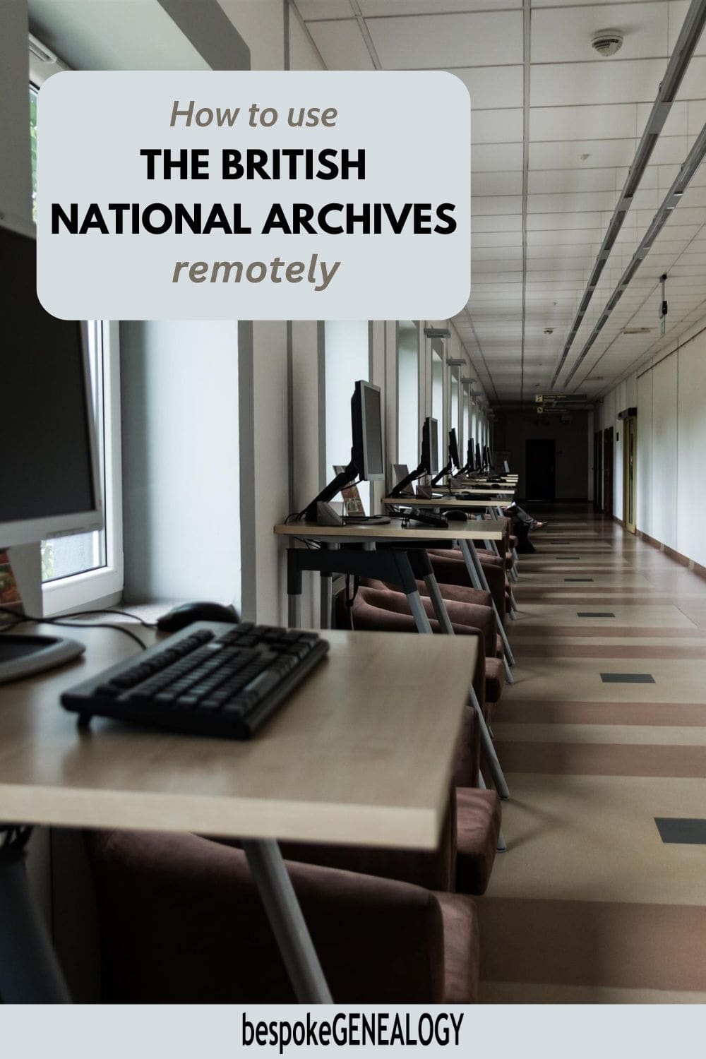 How to use the British National Archives Remotely. Photo of some computer terminals in an Archive.
