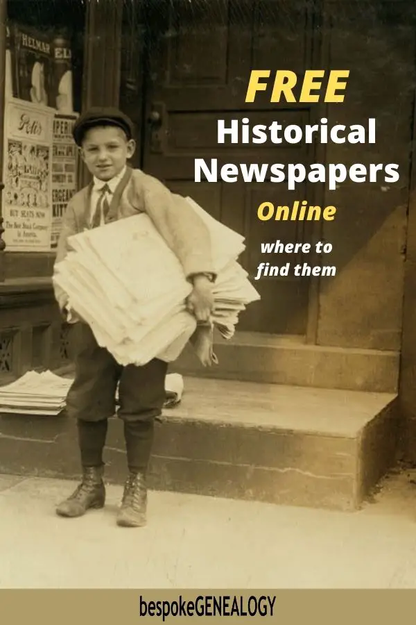 Free historical newspapers online. Bespoke Genealogy