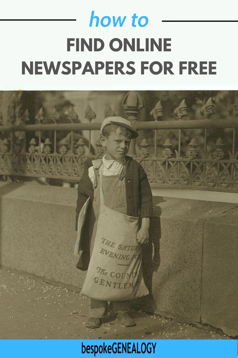 How to find online newspapers for free. Vintage photo of a boy selling newspapers