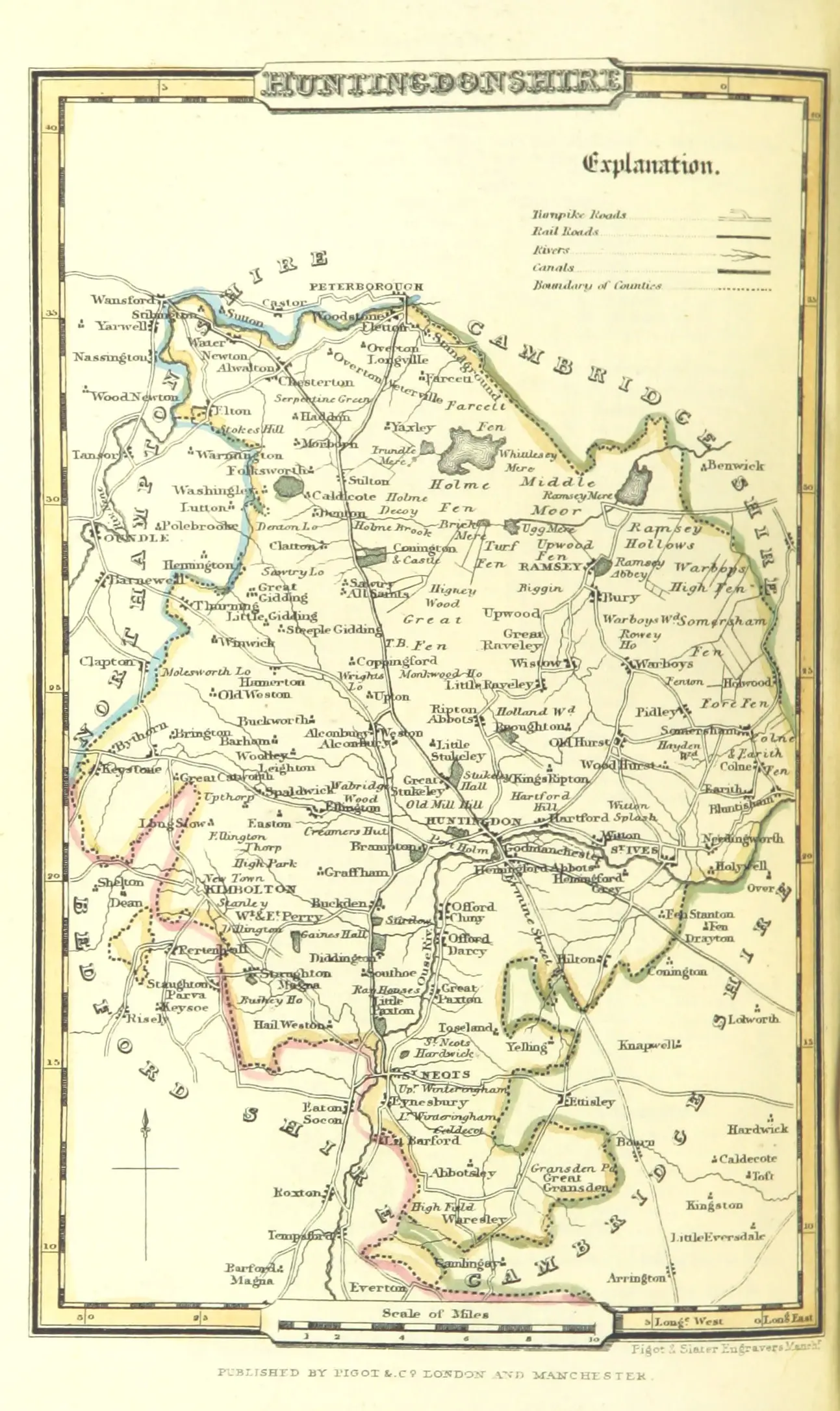 Pigots 1842 Huntingdonshire Map