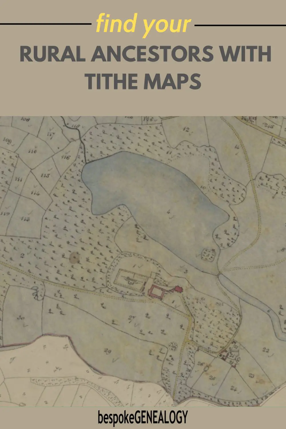 Find your rural ancestors with tithe maps. Part of a tithe map of Crewe Hall Park.