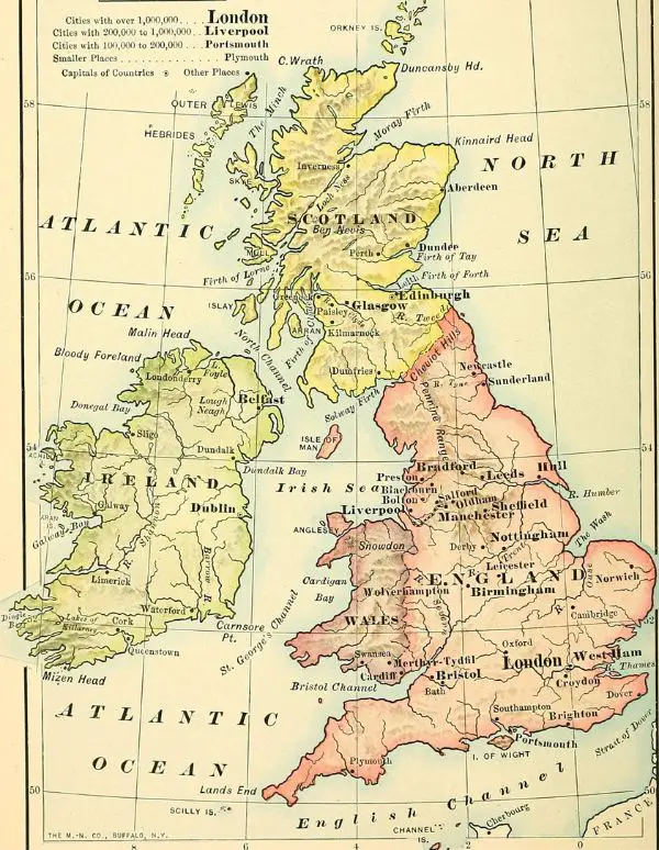 1901 Map of the British Isles.