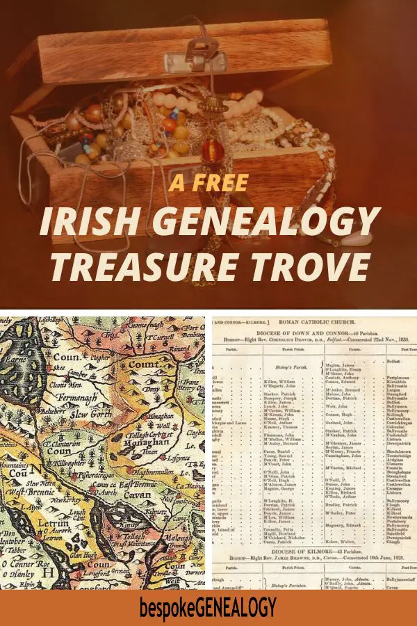 Free Irish genealogy treasure trove Pinterest pin.